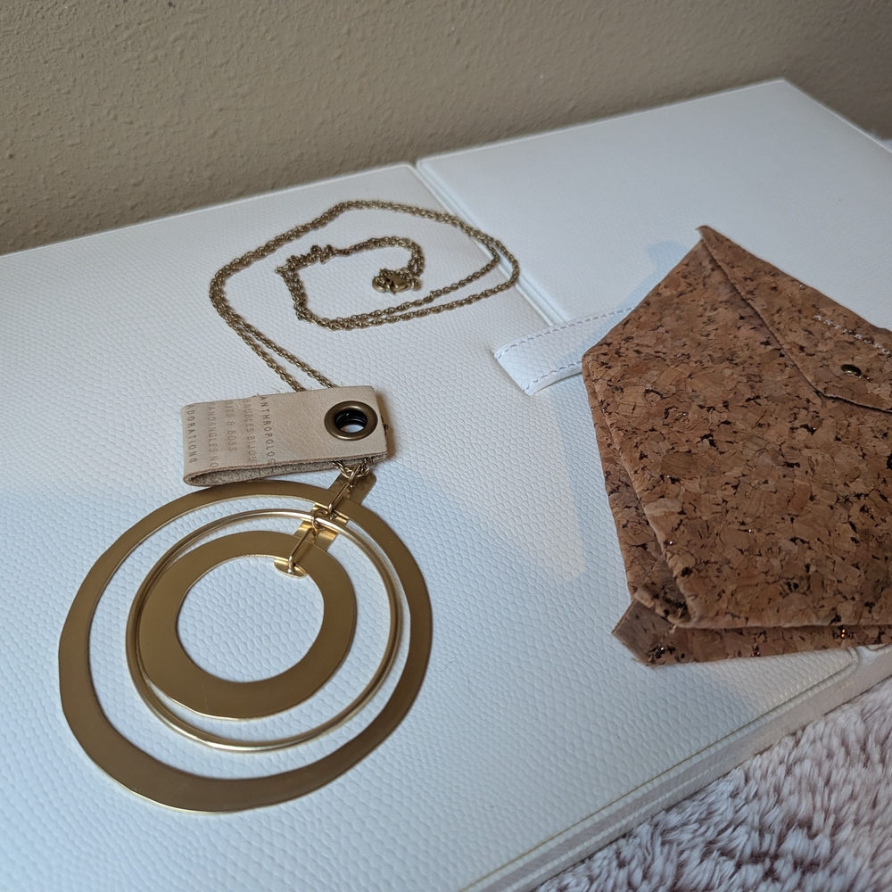 Anthropologie Gold Circle Pendant Necklace